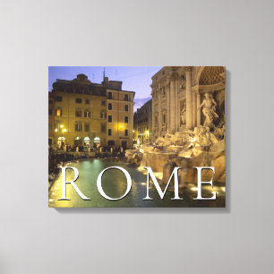 Lienzo Fuente de Trevi de Noche Roma, Lazio, Italia