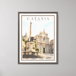 Lienzo Fuente del Elefante Catania Sicilia Italia Vintage