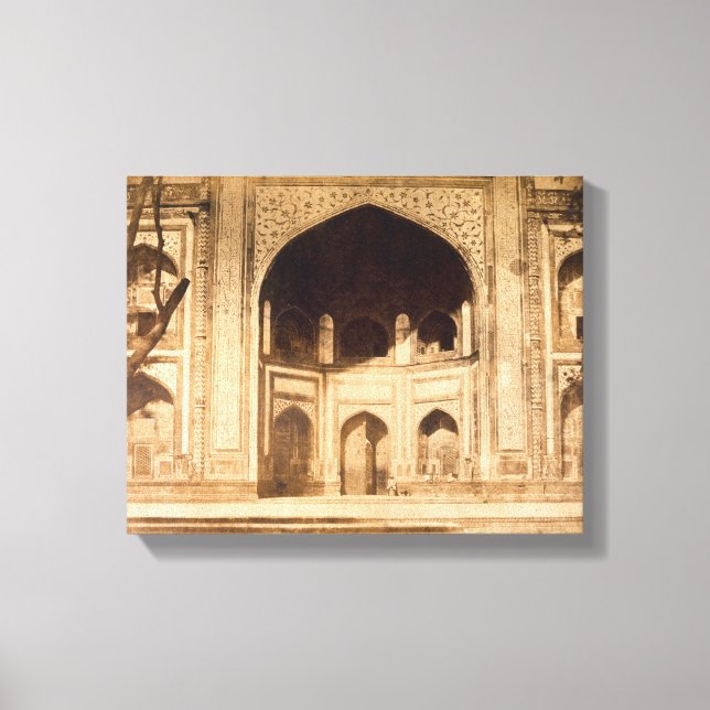 Lienzo Fuera del Taj Mahal, probablemente ilustrado en 'P (Anverso)