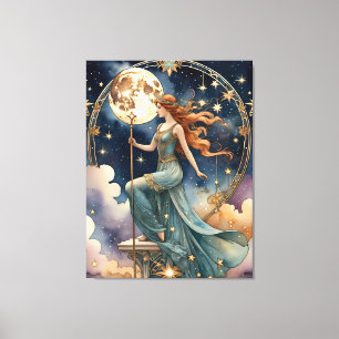 Lienzo fuerza o fortaleza - pintura inspirada en tarot