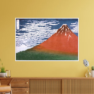 Lienzo Fuji Rojo, El Volcán Aka Fujiyama Katsushika Hokus