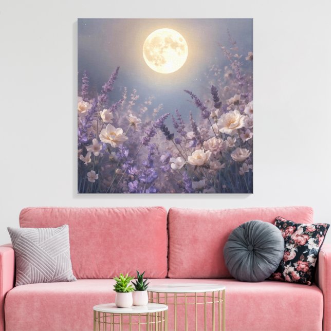 Lienzo Full Moon Night Wall Art | Mystical Moonlight (Insitu (Sala de estar))