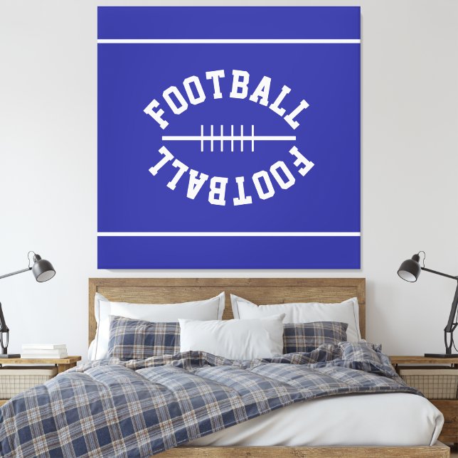 Lienzo Fun Athletic FOOTBALL White Stripes On Deep Blue (Insitu(Dormitorio))