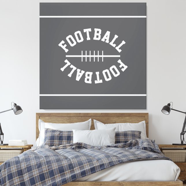 Lienzo Fun Athletic FOOTBALL White Stripes On Sporty Gray (Insitu(Dormitorio))