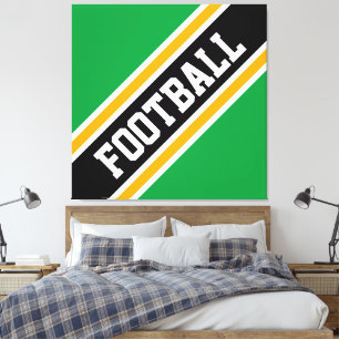 Lienzo Fun Bright Green Yellow Black FOOTBALL Strips