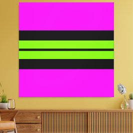 Lienzo Fun Bright Lime Rosa Green Carreras de rayas negra