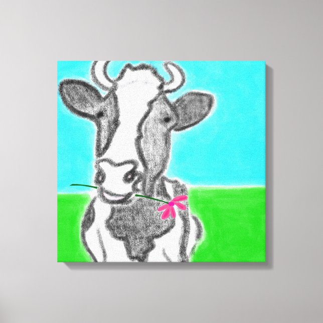 Lienzo Fun Cow Design Art (Anverso)