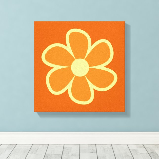 Lienzo Fun Funky 60s 70s Retro Flower (Insitu (piso de madera))