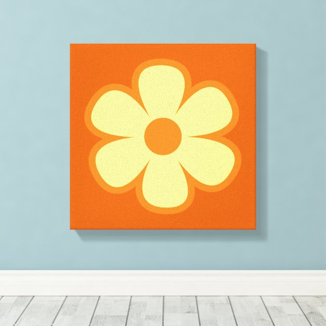 Lienzo Fun Funky 60s 70s Retro Flower (Insitu (piso de madera))