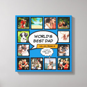 Lienzo Fun Guay Dad Collage de fotos Blue Comic Book