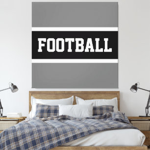 Lienzo Fun Sporty Black Gray FOOTBALL Stripes
