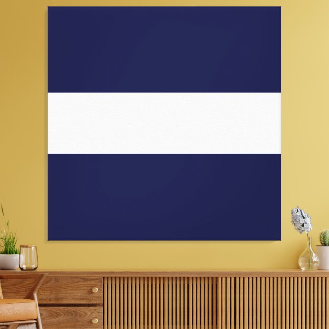 Lienzo Fun Sporty Nautical Navy Blue White Wide Stripes (Insitu (Sala de estar))