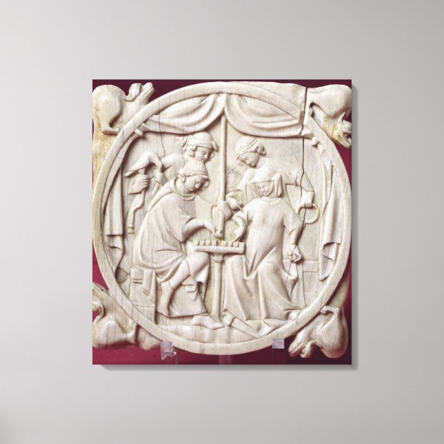 Lienzo Funda espejo que representa un juego de ajedrez, c (Anverso)