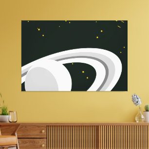 Lienzo Fundido Saturno Gris El Planeta Anda El Espacio Ul