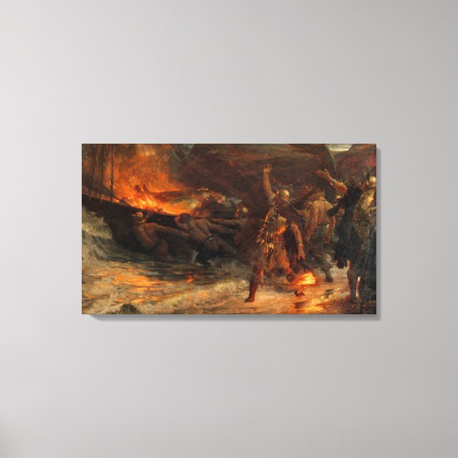 Lienzo Funeral de un vikingo (de Frank Dicksee) (Anverso)