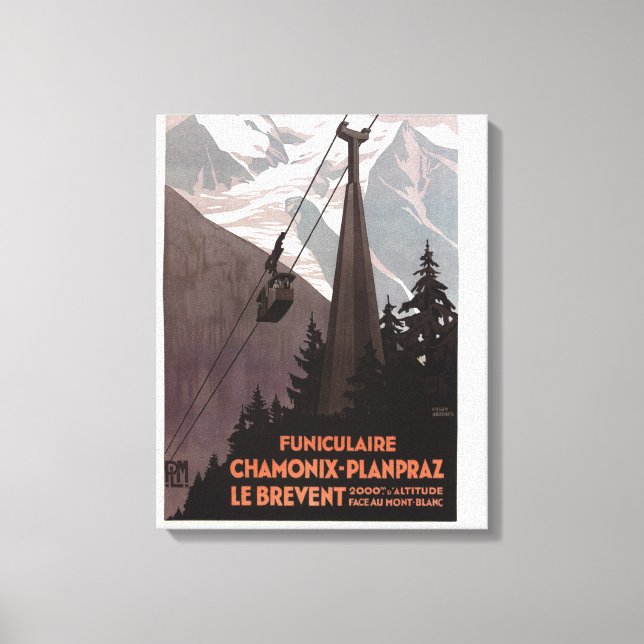 Lienzo Funiculaire Le Brevent Cable Car Poster (Anverso)
