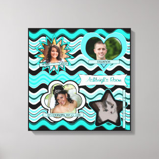 Lienzo Funky Aqua, negro, pared fotográfica blanca colgan