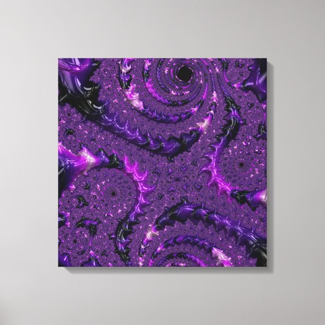 Lienzo Funky Bold Boho Purple Digital Resumen Fractal (Anverso)