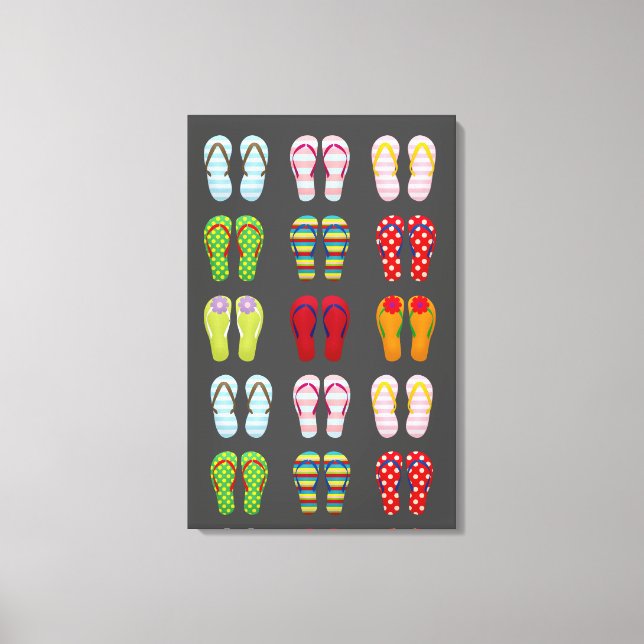 Lienzo Funky calzado colorido Flip Flops de verano (Anverso)