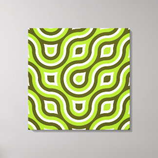 Lienzo Funky Círculo Salvaje Patrón Retro Círculo Lime Bl