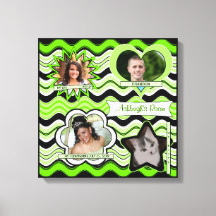 Lienzo Funky Lime Green, Black, White Photo Wall Colgando