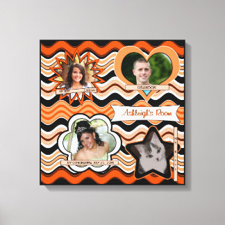 Lienzo Funky Naranja, negro, pared fotográfica blanca col