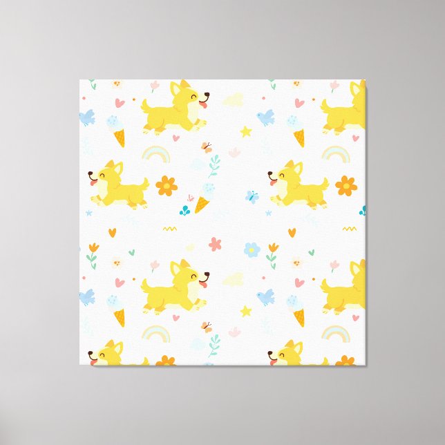 Lienzo funny cartoon corgis dogs (Anverso)