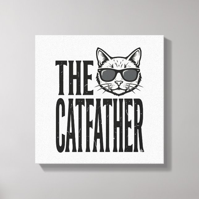 Lienzo Funny Catfather Vintage Cat Quote Graphic Shirt_1 (Anverso)