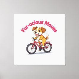 Lienzo **Funny Cycling Dog – Cute Dog Riding a Bicycle Il