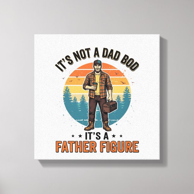 Lienzo Funny Father Figure Vintage Dad Humor Shirt Design (Anverso)