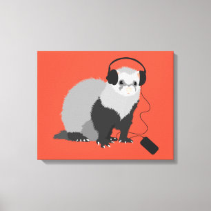 Lienzo Funny Ferret Music Lover