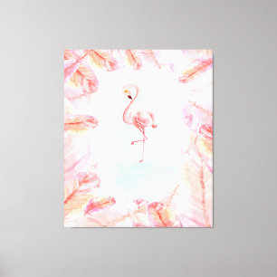 Lienzo Funny Flamingo Lovers   Flamingo Feather Print Art