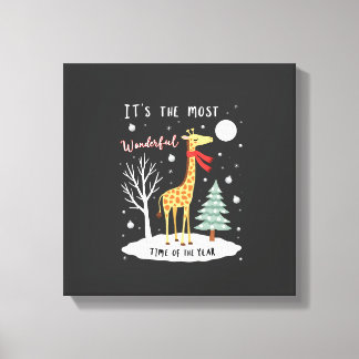 Lienzo Funny Giraffe The Most Wonderful Time Christmas T-