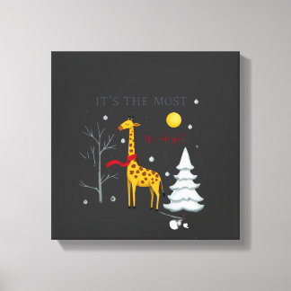 Lienzo Funny Giraffe The Most Wonderful Time Christmas T-