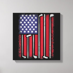 Lienzo Funny Golf American Flag Golf Player Vintage Golfe