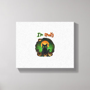 Lienzo Funny Halloween Spooky Black Cat Bat Starr
