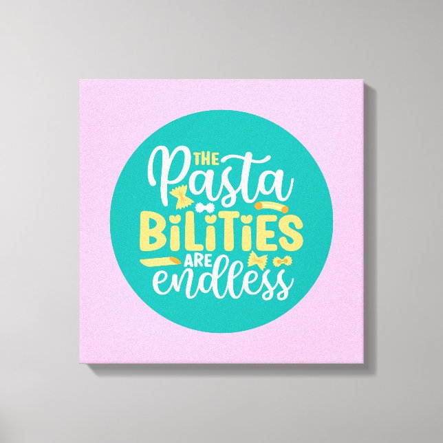 Lienzo Funny Pasta Pun Pastel Kitchen Typography Art (Anverso)