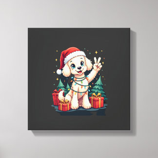 Lienzo Funny Peace Hand Poodle Christmas Lights Womens Me