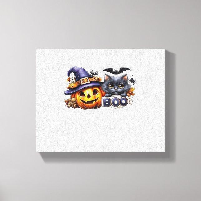 Lienzo Funny Pegatina de Gato de Halloween - Gorra de Bru (Anverso)