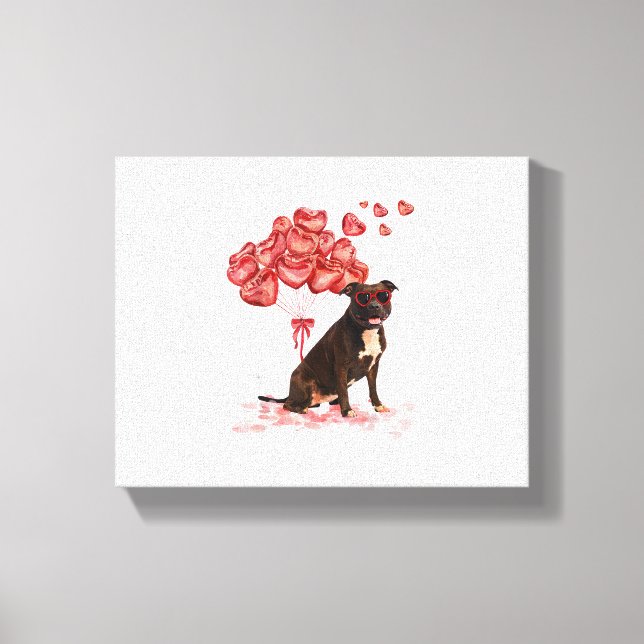 Lienzo Funny Pitbull Día de San Valentín Perro Papá Mamá  (Anverso)