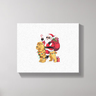Lienzo Funny Santa Riding Goldendoodle Dog Navidades