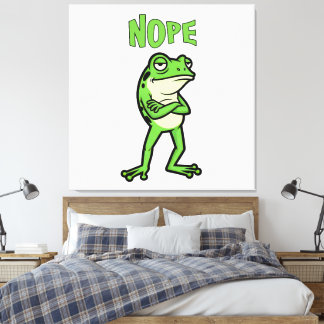 Lienzo Funny Sassy Frog Nope, Grumpy Toads Cartoon Illus
