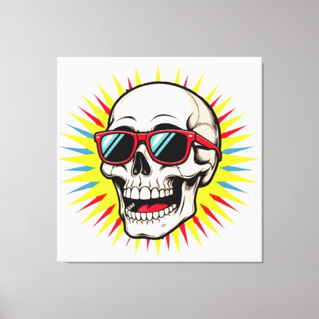 Lienzo **Funny Skull With Sunglasses – Cartoon Laughing S (Anverso)