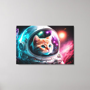 Lienzo Funny Space Cat Astronauta Kitty Galaxy Universe