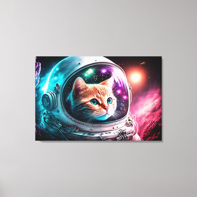 Lienzo Funny Space Cat Astronauta Kitty Galaxy Universe (Anverso)