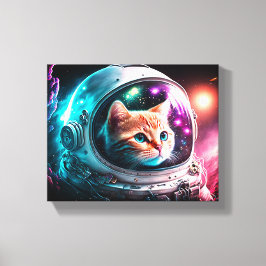 Lienzo Funny Space Cat Astronauta Kitty Galaxy Universe