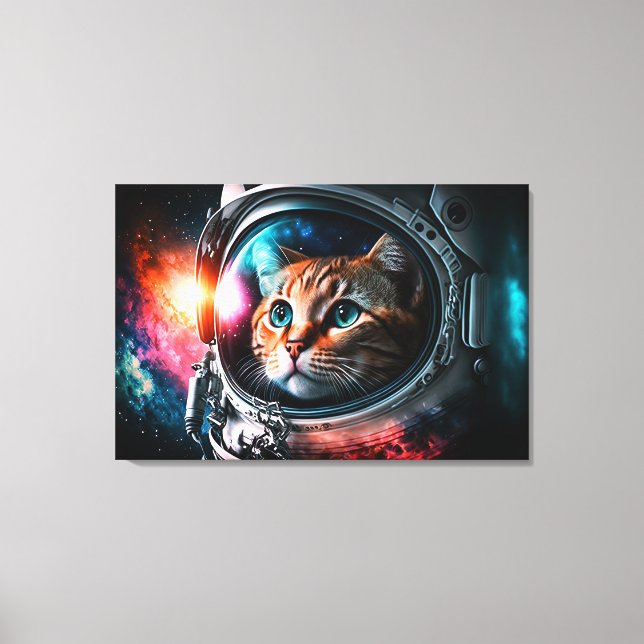 Lienzo Funny Space Cat Astronauta Kitty Galaxy Universe (Anverso)