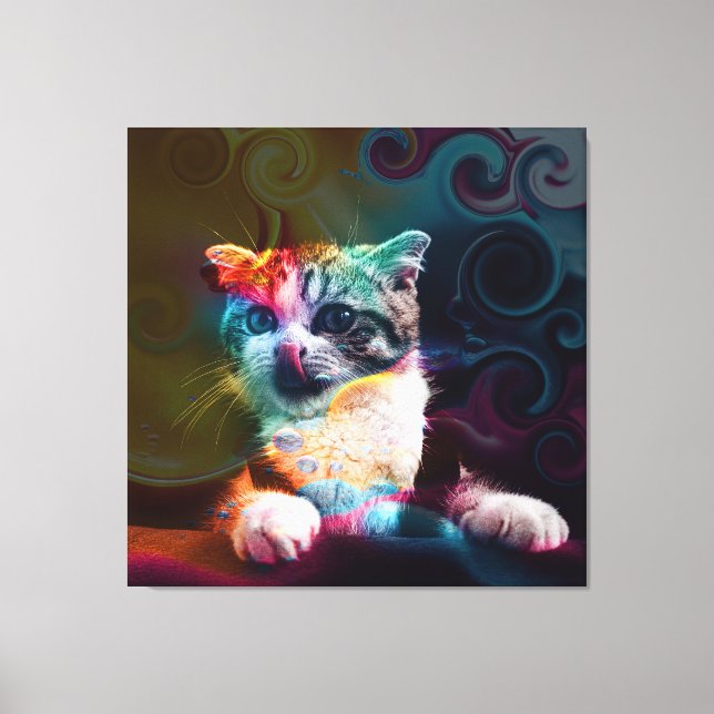 LIENZO FUNNY TRENDY COLORIDO CAT ART (Anverso)