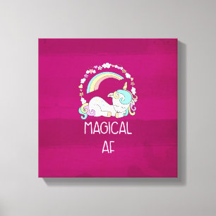 Lienzo Funny Unicorn diciendo AF mágico