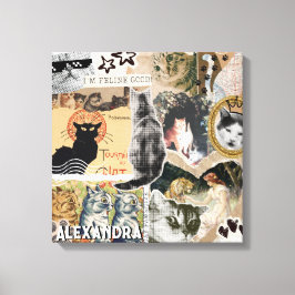 Lienzo Funny Vintage Cats Art Collage Cat Lover Name Gift